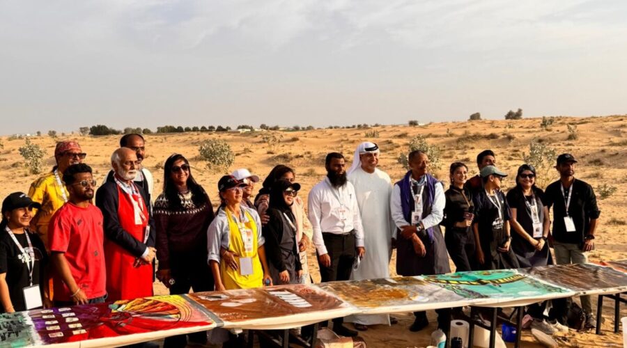 Artists gathered together to create the record breaking painting