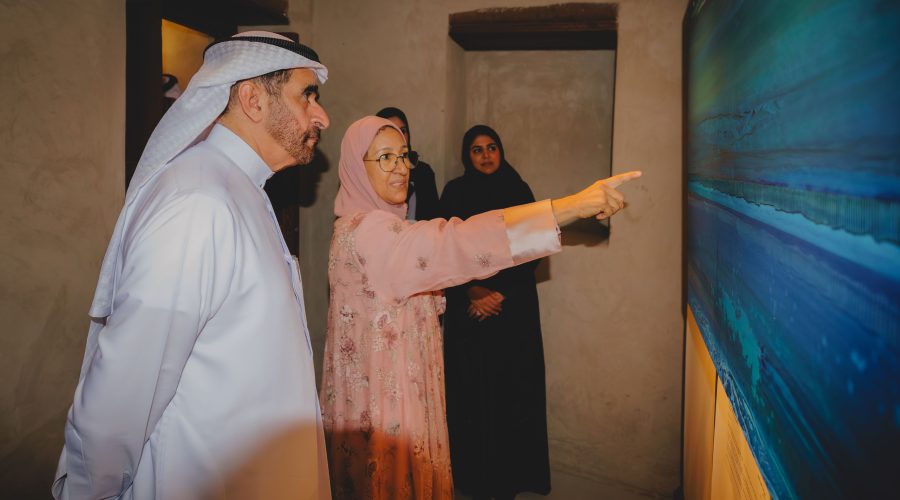 Sheikh Haitham bin Saqr Al Qasimi, deputy chairman of the Ruler’s office in Kalba, with Artist Najat Makki